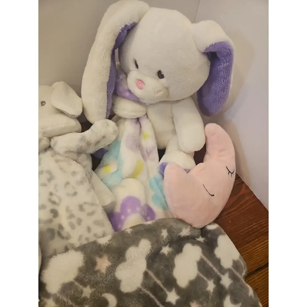 Assorted Brand Lovey Security Blanket Lot Plush Neutral Girl 16 Pcs Various Size